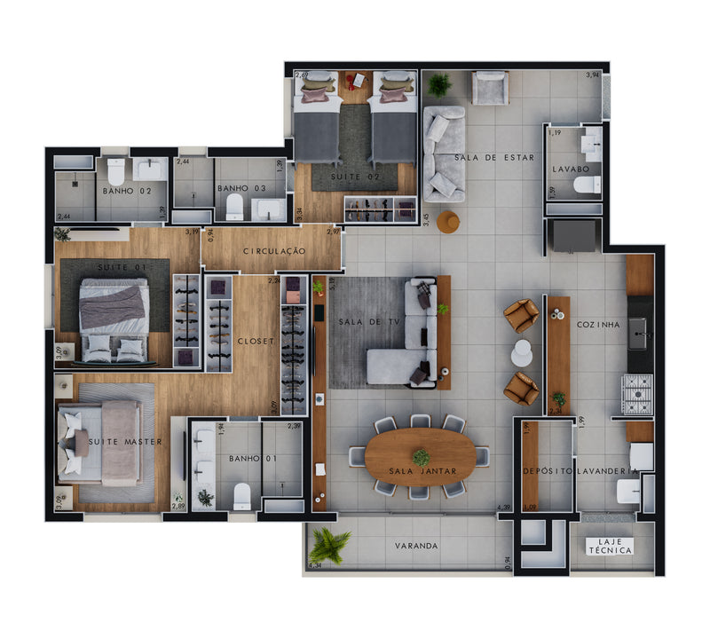 Planta - 130,09m² Opção 2