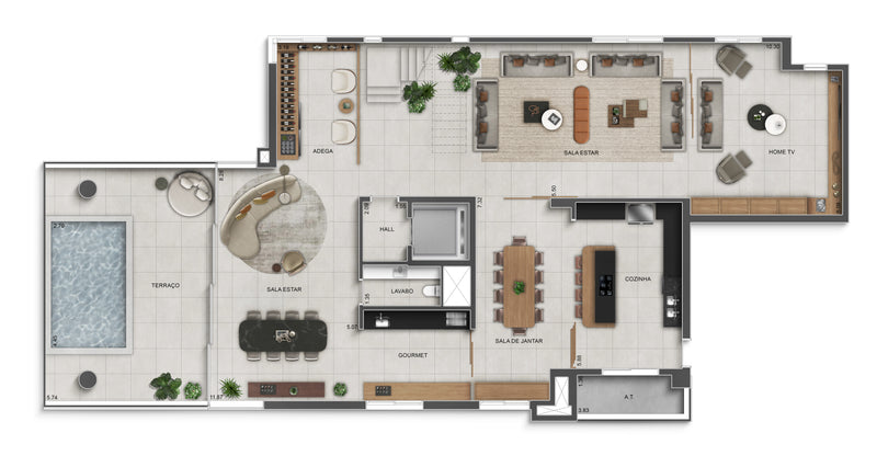 Planta Duplex Inferior - 535m²