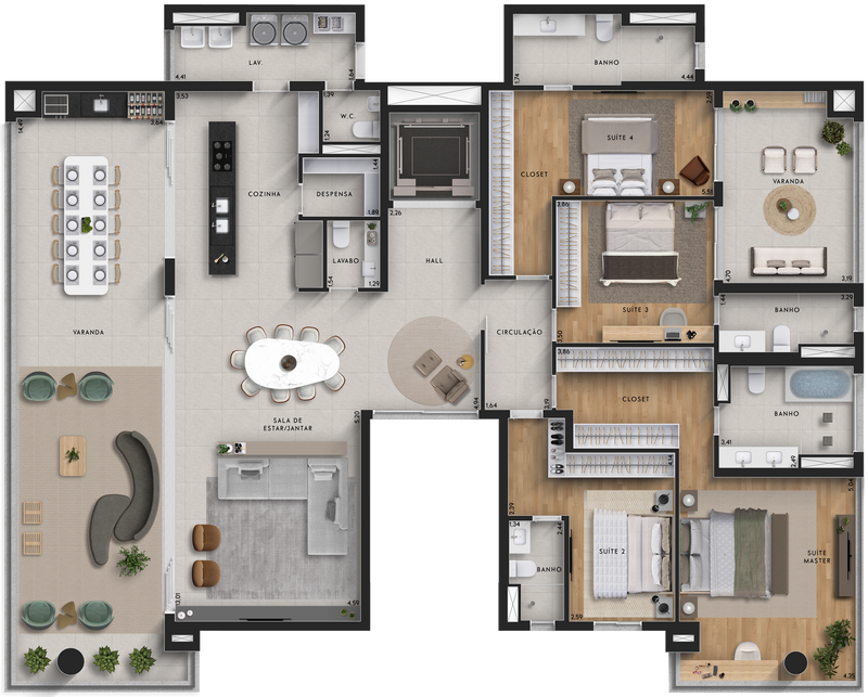 Planta Penthouse - 292,05m²