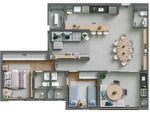 Planta 2 suítes - 100,64m²