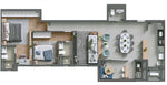 Planta 2 suítes - 101,21m²