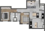 Planta 2 suítes - 73,09m²