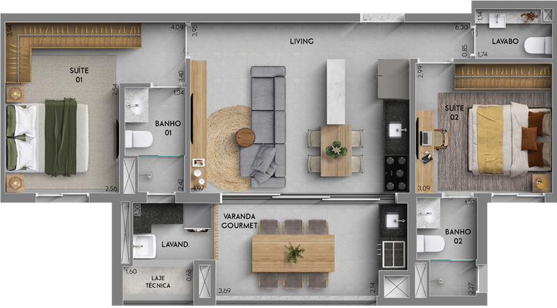 Planta - 74,96m²
