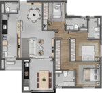 Planta 3 suítes - 111,12m²