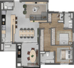 Planta 2 suítes - 111,12m²