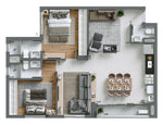 Planta - 81,07m² Opção 1