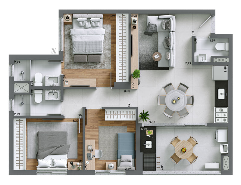 Planta - 81,07m² Opção 2