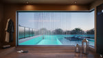 Sauna com vista para piscina
