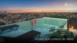 Piscina com parede de vidro