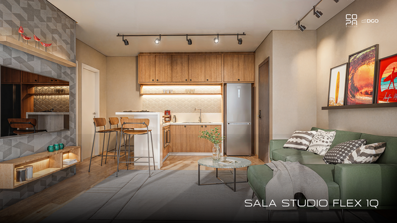 Studio 1 quarto - 47,30m²