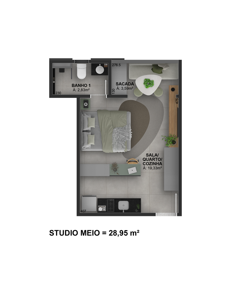 Studio - 28,95m²