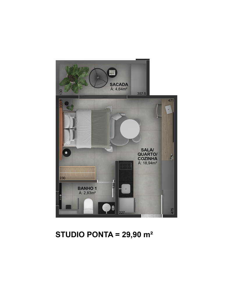 Studio - 29,90m²