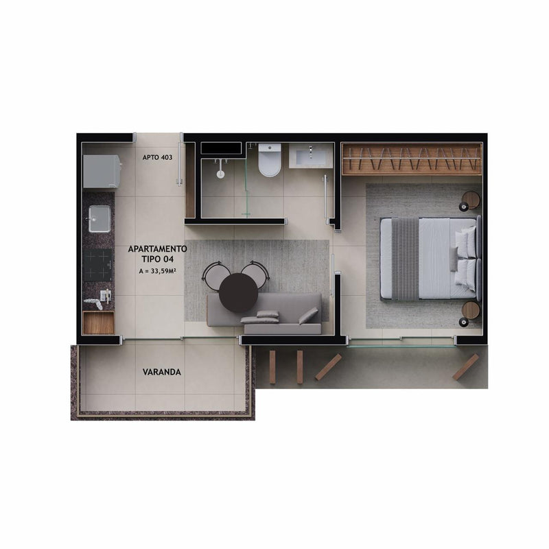 Apartamento - 33m² a 34m²