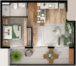Studio 1 quarto - 47,30m²